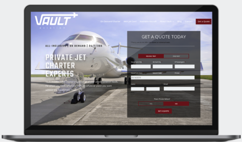 Vault Aviation Website Design Screenshot