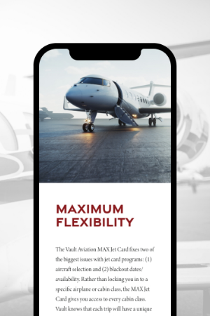 Vault Aviation mobile web design mockup