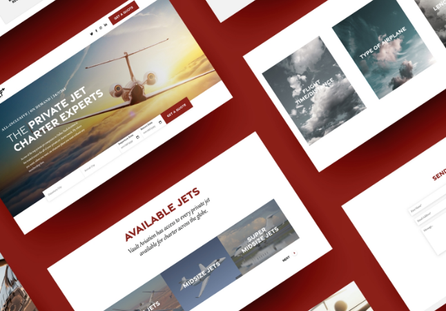 Mockup of Vault Aviation website designed by JSL