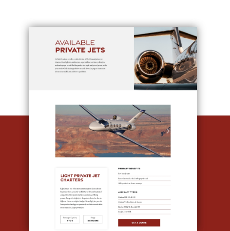 Vault Aviation web design mockup from JSL Marketing