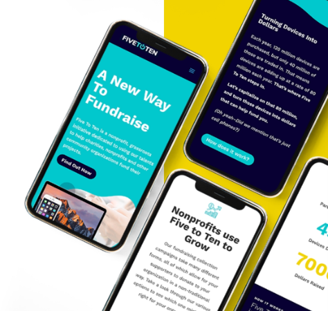 Five To Ten website design project on a mobile device