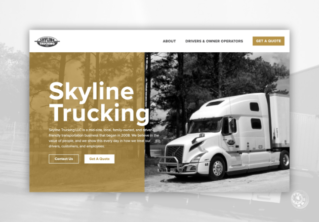 Skyline Trucking Homepage web design mockup