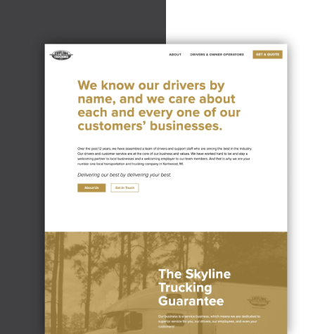 Skyline Trucking web design mockup from JSL