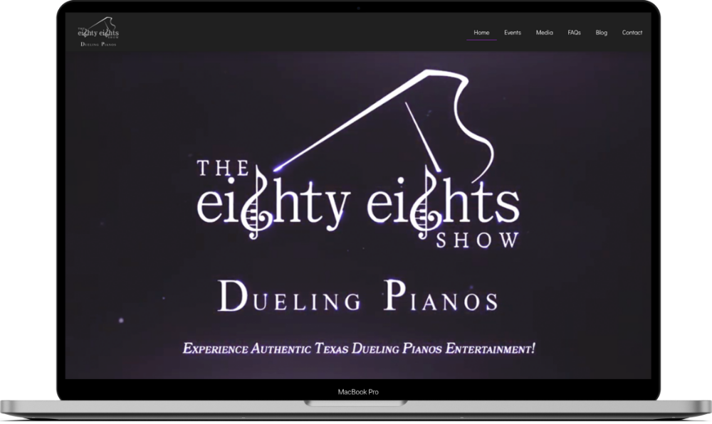 The Eighty Eights Show website design on a MacBook