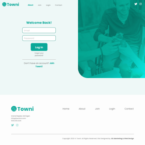 Towni homepage mockup from JSL Marketing in Grand Rapids