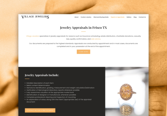 Village Jewelers website mockup
