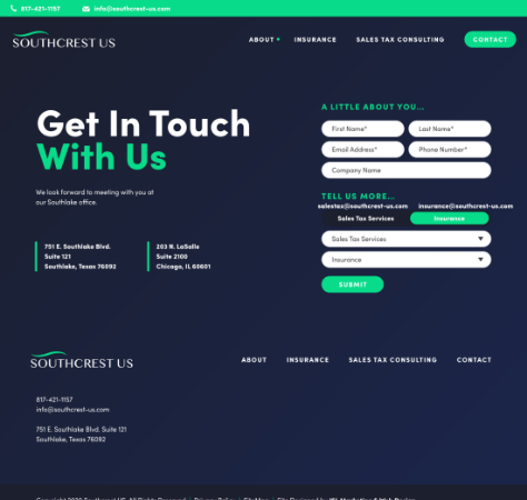 Southcrest US webpage mockup from JSL Marketing