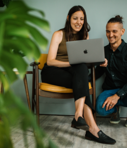 Man working on content marketing plan in coworking space