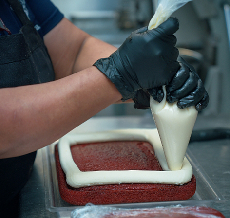 photo of a Cake being made from Velvet taco photo shoot with JSL