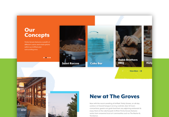 new web design mockup of trinity groves from JSL Marketing & web design