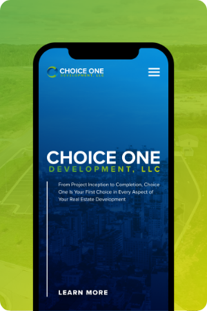 Choice One Development mobile web design mockup from JSL